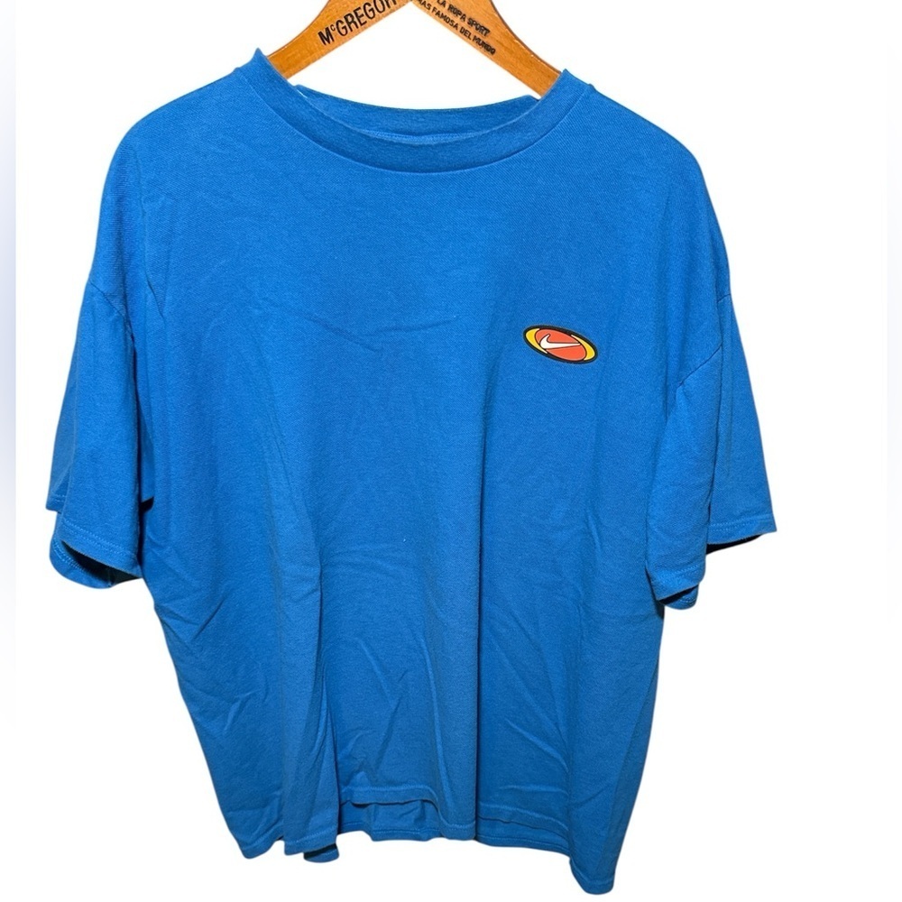 Vintage 90s Nike Heavyweight T-Shirt XL Blue Made in USA Retro Logo